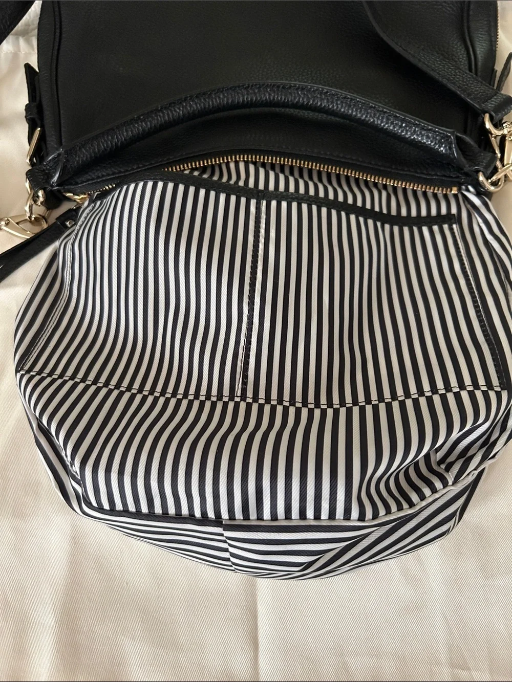 NWOT Kate spade Black Pebbled Leather Convertible Shoulder Bag with expansion